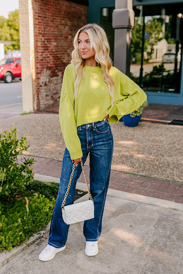 Premium Coastal Breeze Knit Sweater in Lime Punch - Ultimate Comfort & Style