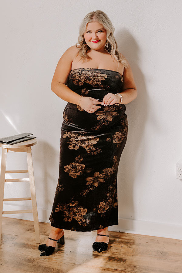 Ultimate Elegance Velvet Floral Maxi Dress for Curves