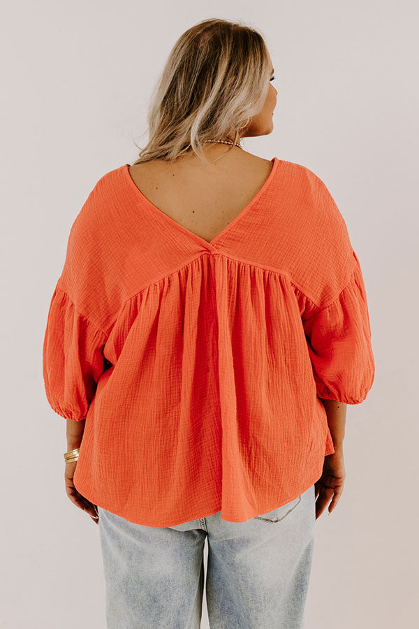 Ultimate Comfort Babydoll Top - Bright Coral Curves
