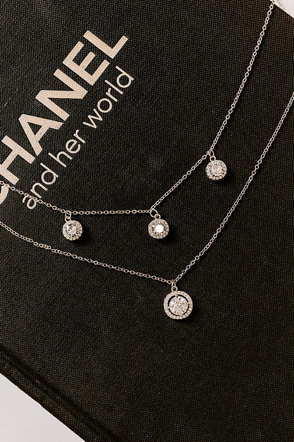 Premium Sparkle Layered Necklace - Silver Elegance