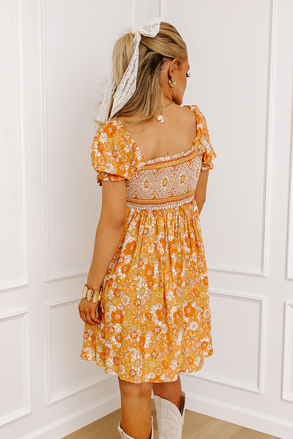 Ultimate Floral Mini Dress - Orange Smocked Style