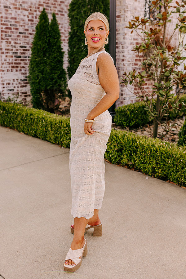 Premium Beach Bungalow Crochet Maxi Dress for Curves