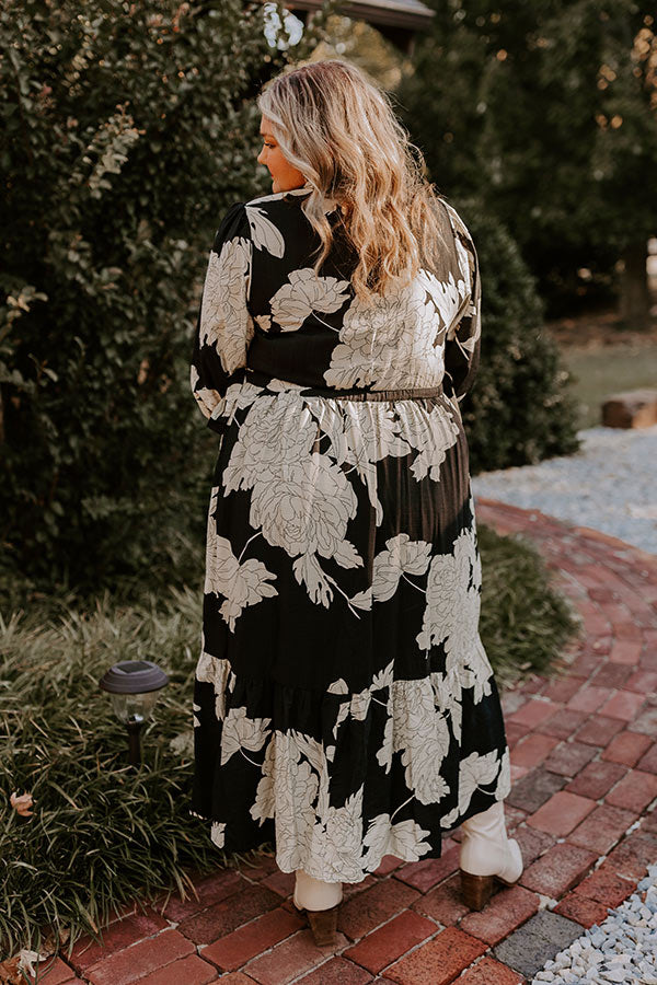 Premium Floral Midi Dress - Black Curves Edition