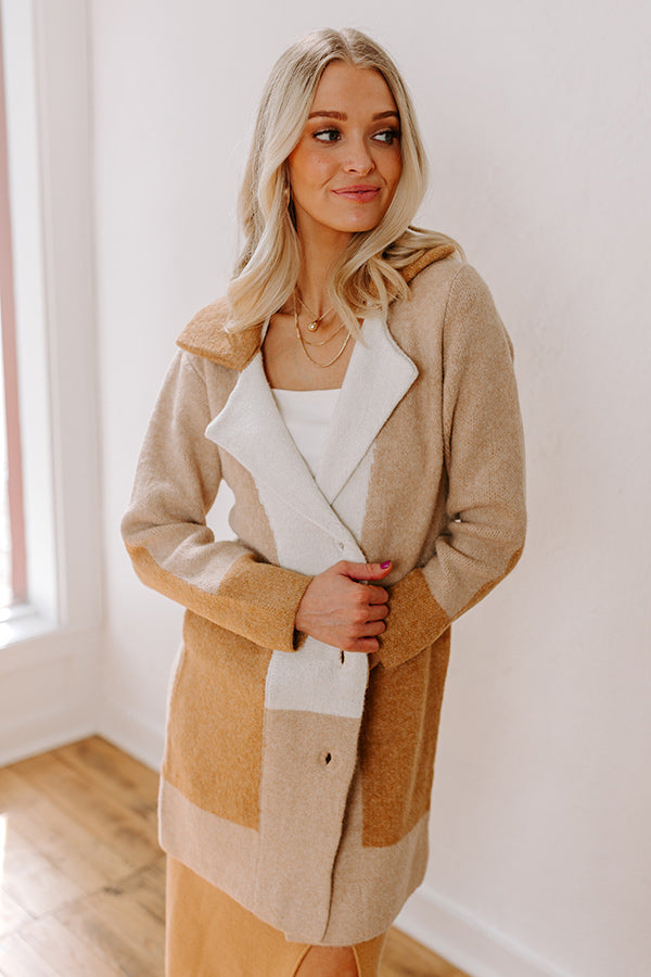 Premium Apple Spiced Wishes Knit Coat - Camel