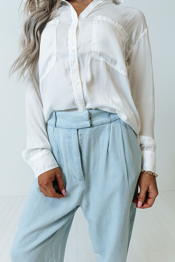 Premium Junie High Waist Chambray Pants - Ultimate Comfort & Style