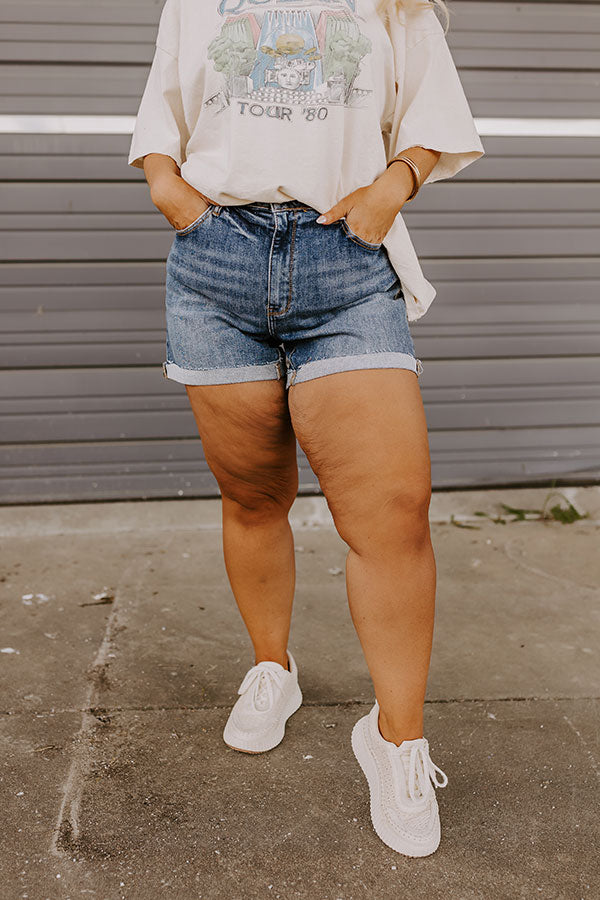 Ultimate Risen Hadley High Waist Denim Shorts - Curve-Hugging Fit