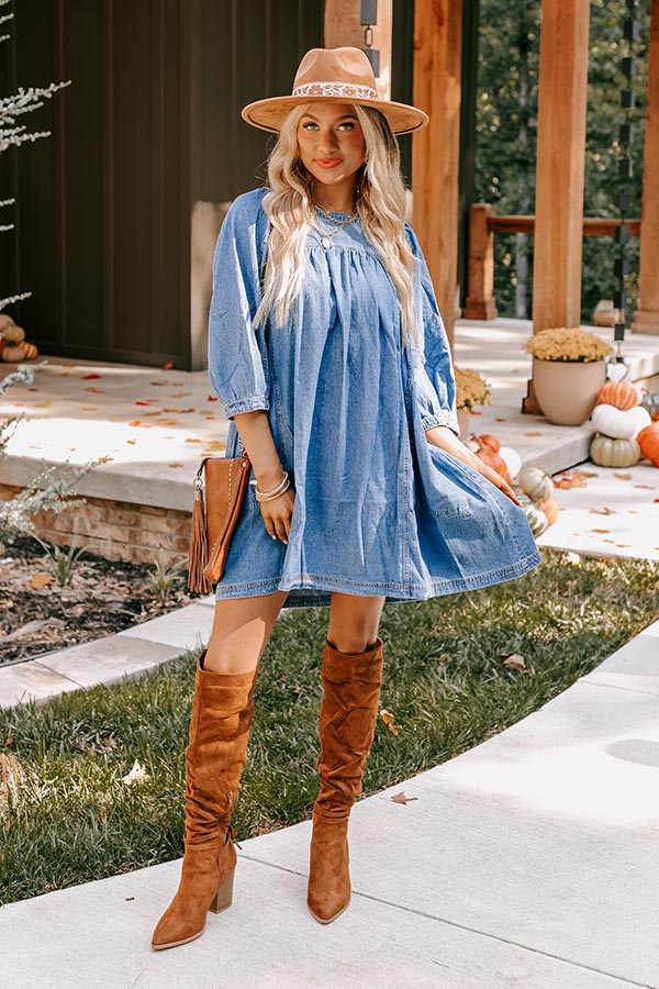 Premium Countryside Charm Denim Mini Dress