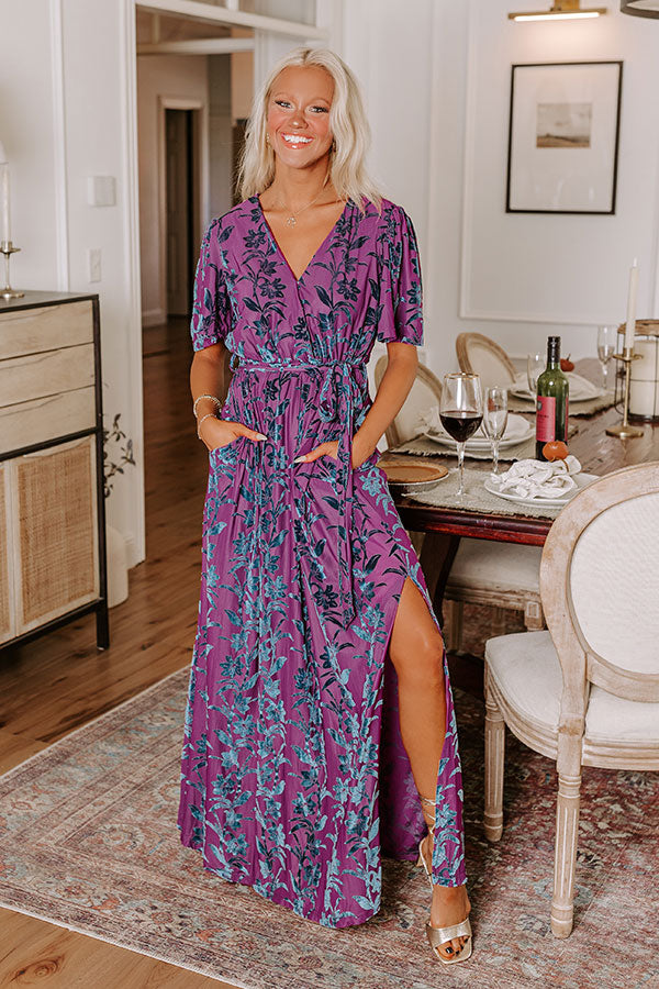 Premium Velvet Burnout Maxi Dress - Romantic & Flowy