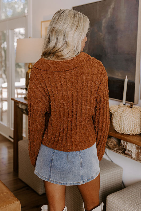 Premium Harvest Hues Knit Sweater Top in Cinnamon - Ultimate Cozy Style