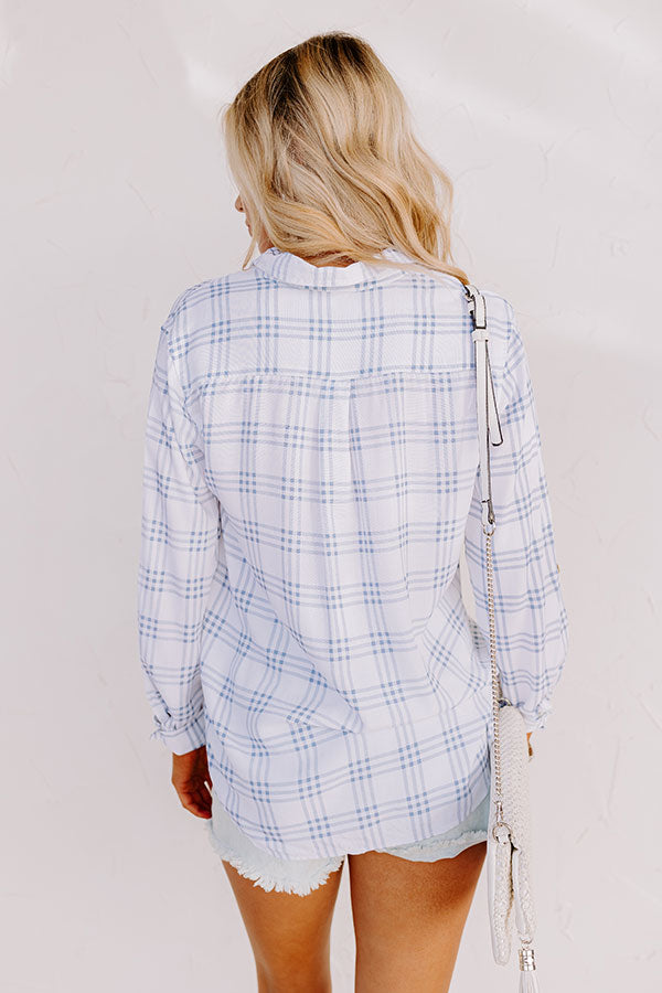 Premium Blue Plaid Button-Up Top - True Intention Collection