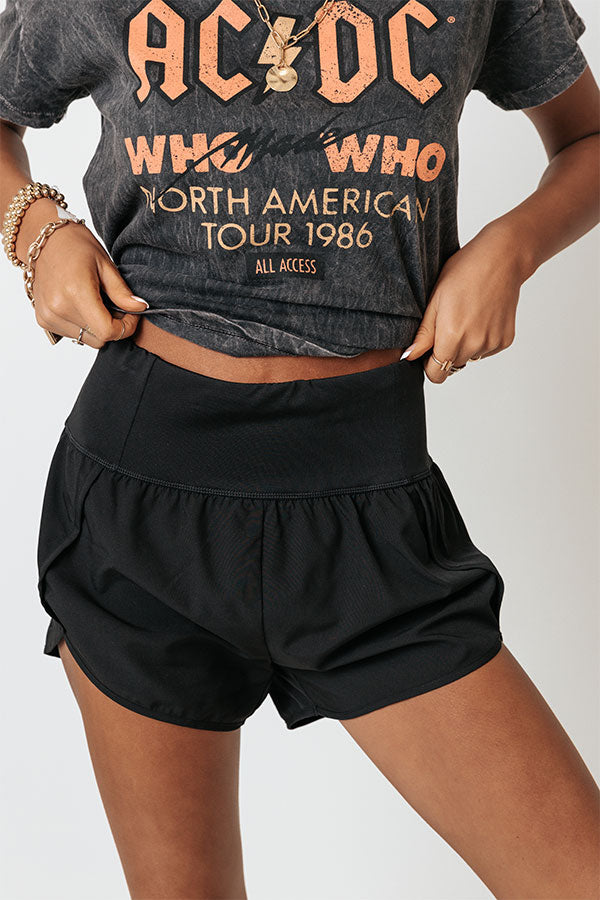 Premium High-Waist Athletic Shorts - Black