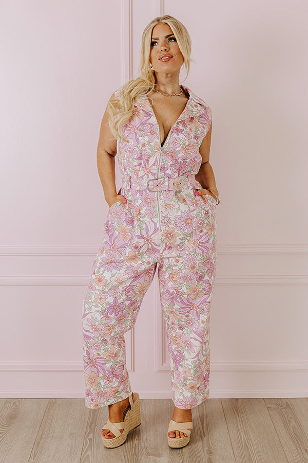 Ultimate Floral Denim Jumpsuit for Curves