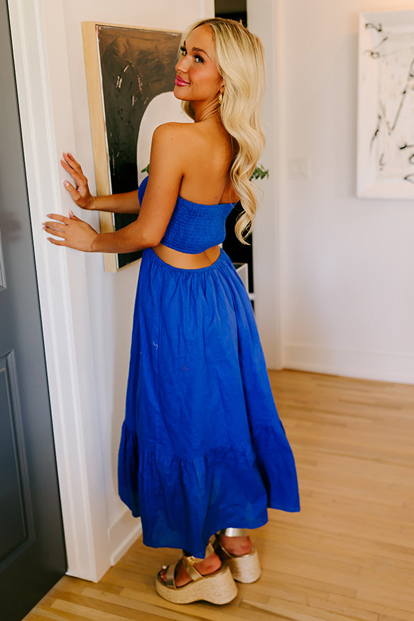 Ultimate Royal Blue Cut Out Midi Dress - Perfect for Sunny Days