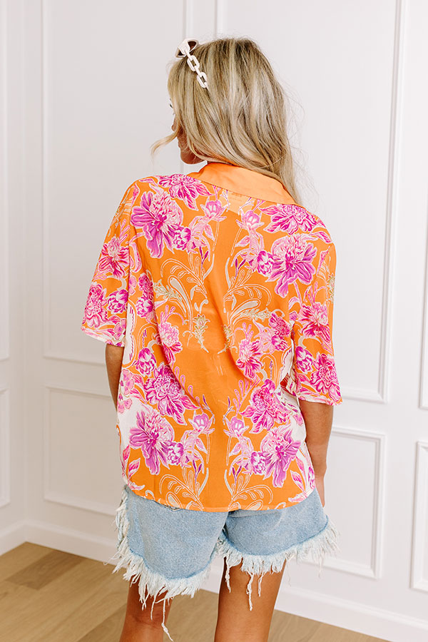 Premium Coastal Chic Button-Up in Vibrant Orange
