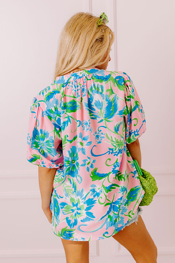 Premium Spring Bliss Floral Shift Top - Pink