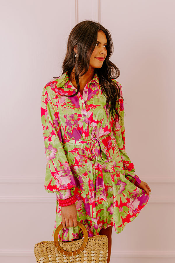 Premium Aloha Attire Satin Floral Mini Dress