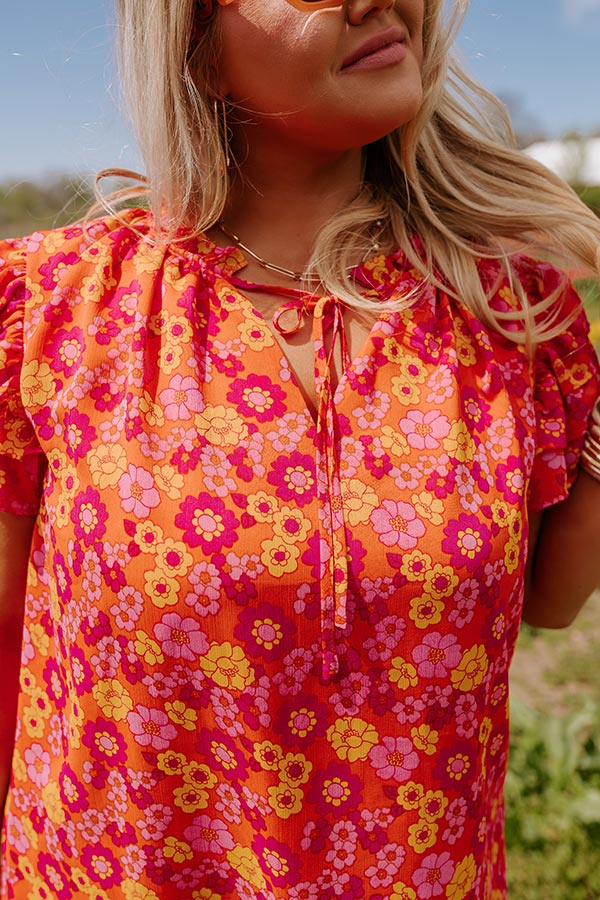 Ultimate Peony Path Shift Top - Floral Elegance