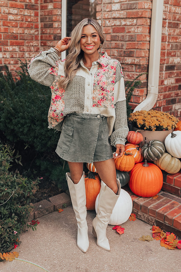 Premium Sage Denim Skort - Ultimate Style & Comfort