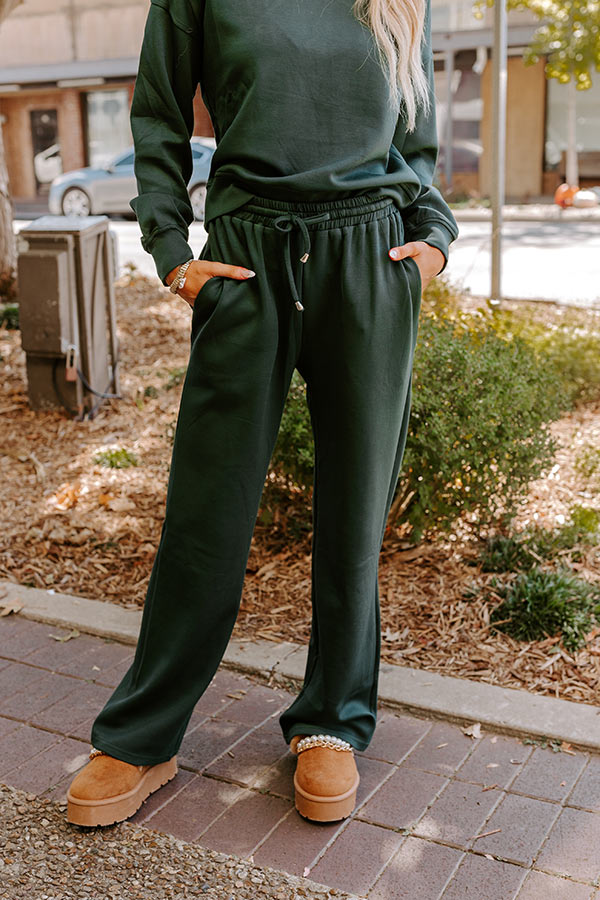 Premium Cozy Casual High Waist Wide Leg Pants - Ultimate Comfort in Hunter Green