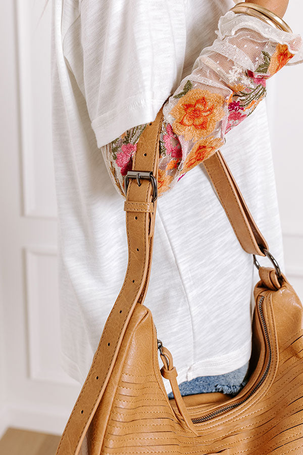 Ultimate Chic Faux Leather Crossbody Bag in Camel