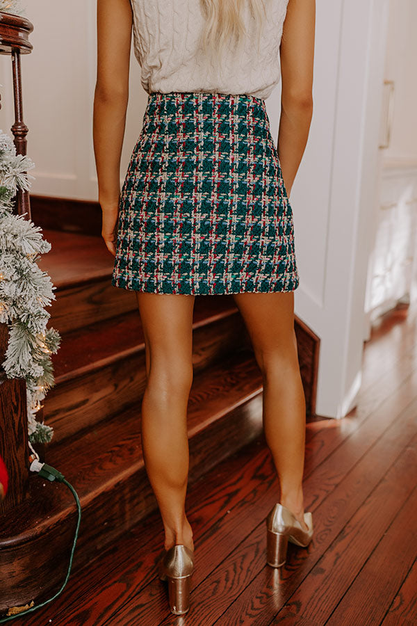 Premium High Waist Tweed Mini Skirt - Teal | Ultimate Style Upgrade