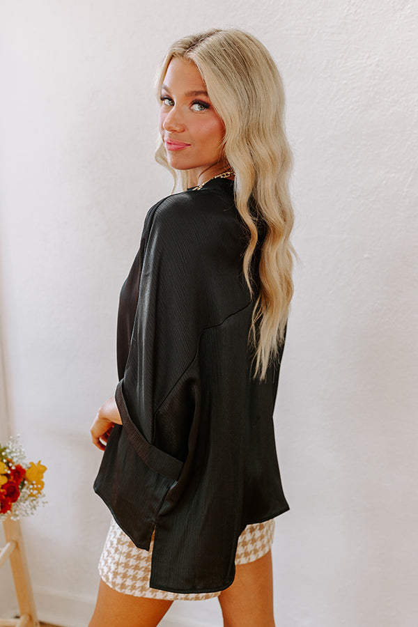 Premium City Lights Satin Top - Ultimate Chic Black