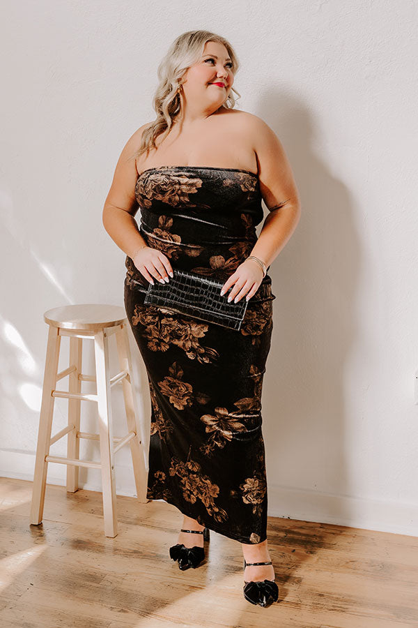 Ultimate Elegance Velvet Floral Maxi Dress for Curves