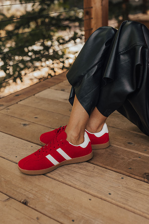 Premium Sutton Faux Suede Sneakers in Bold Red - Ultimate Comfort & Style