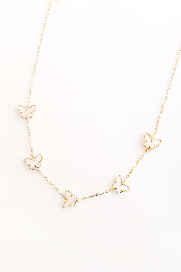 Premium Butterfly Garden Necklace - Ivory Elegance