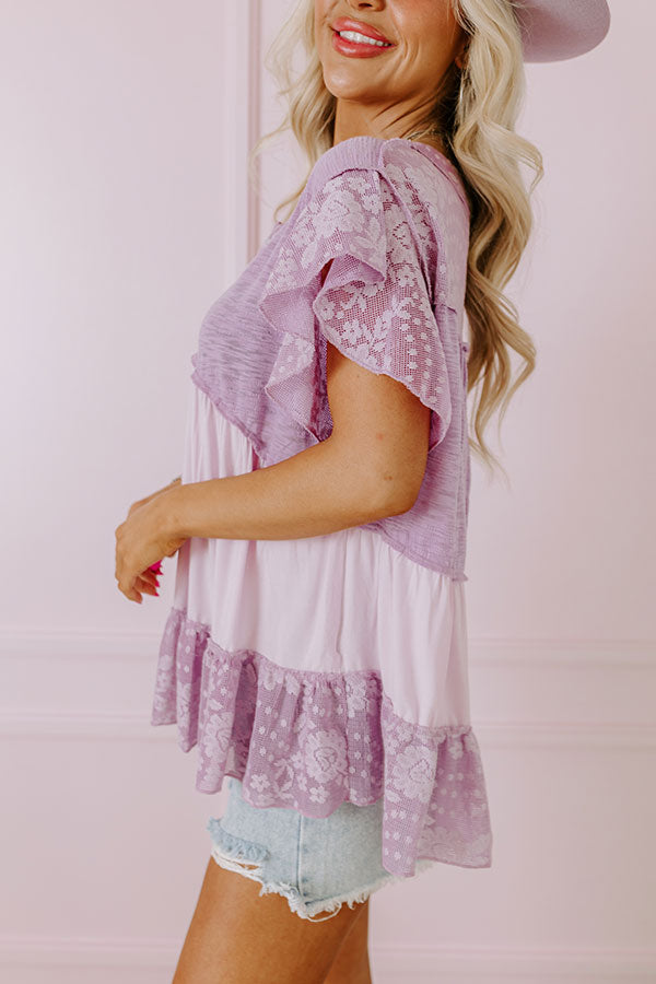 Premium Lavender Lace Babydoll Top - Springtime Essential