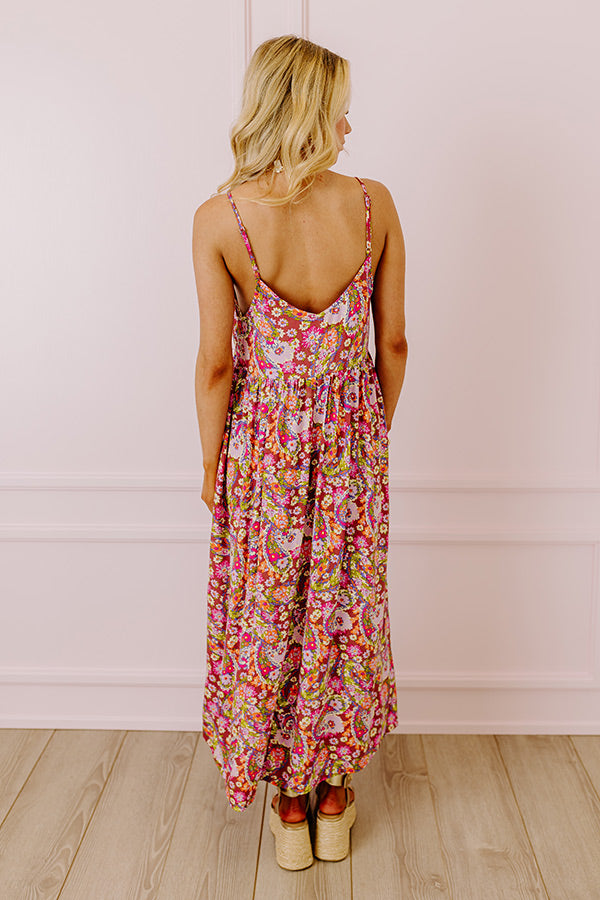 Premium Floral Maxi Dress - Purple Elegance