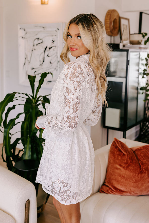 Premium Lace Mini Dress - Elegant White with Satin Accents