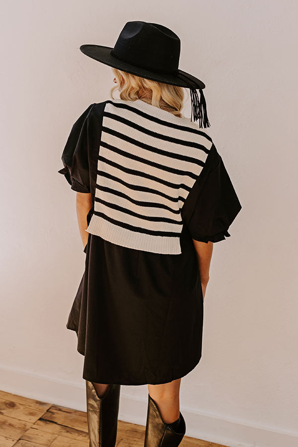 Premium Sweet As Can Be Black Stripe Mini Dress