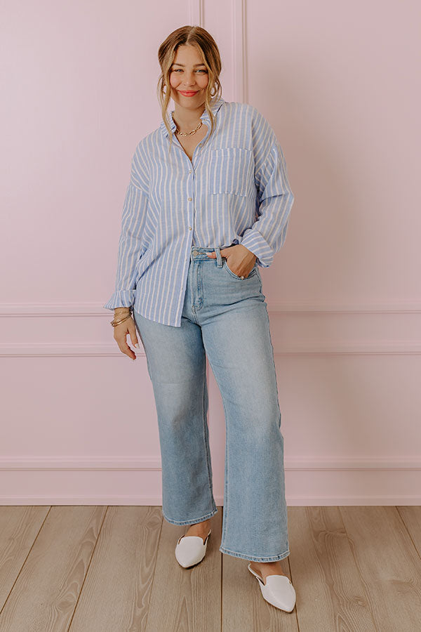 Premium Sky Blue Striped Button-Up Shirt