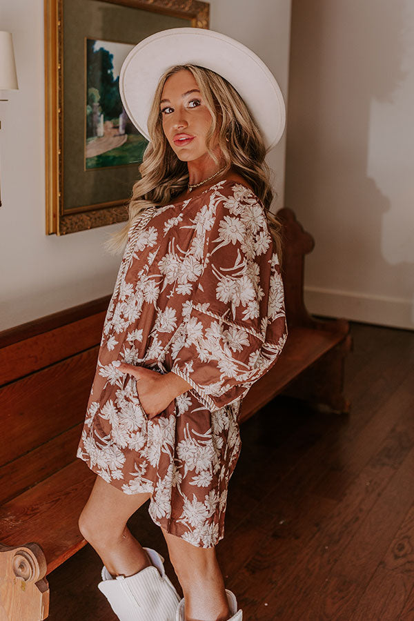 Premium Floral Romper - Chocolate Bliss
