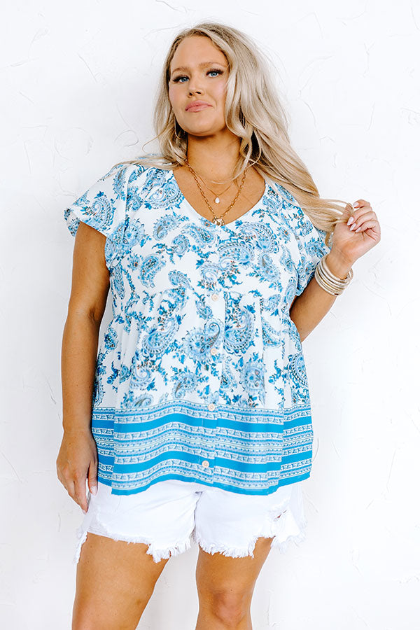 Premium Blossom Boulevard Babydoll Top - Blue Curves Collection