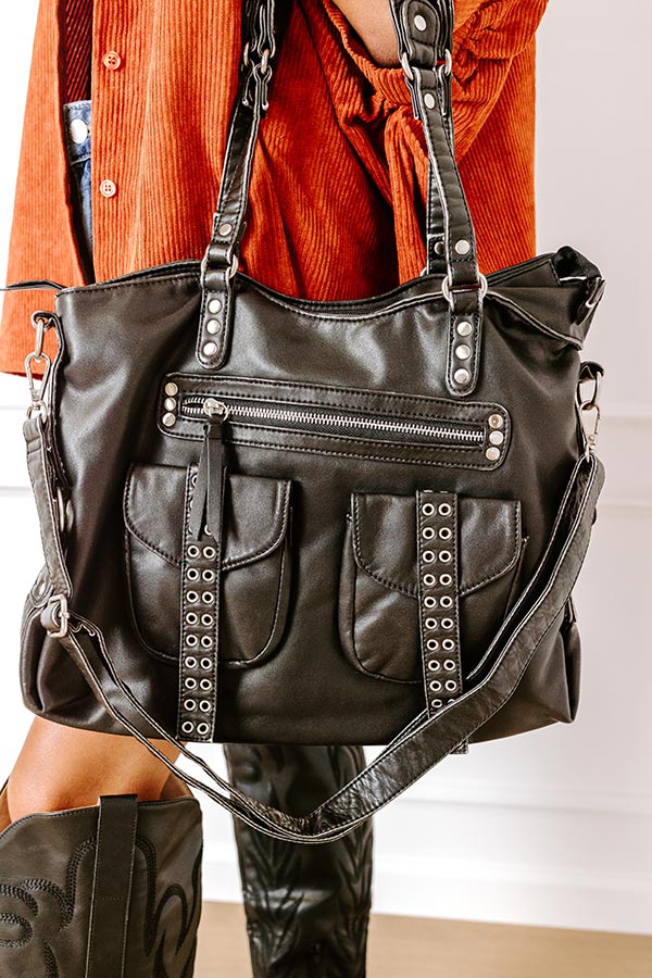 Premium Wisteria Avenue Faux Leather Tote Bag - Ultimate Black Edition