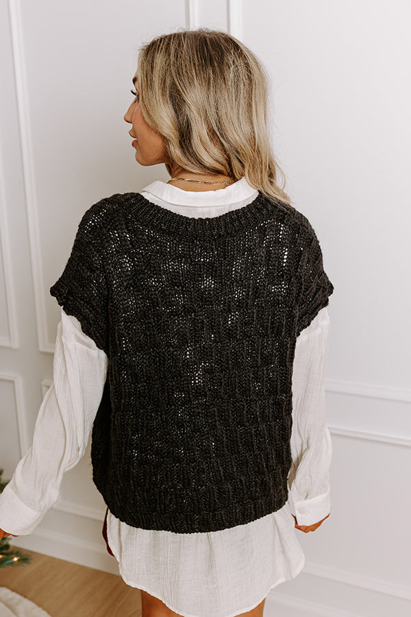 Premium Block Party Chic Knit Top - Black