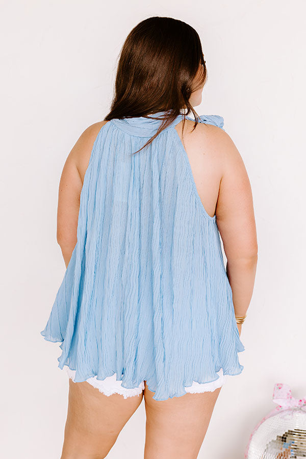 Premium Airy Blue Curves Pleated Top - Ultimate Flowy Style