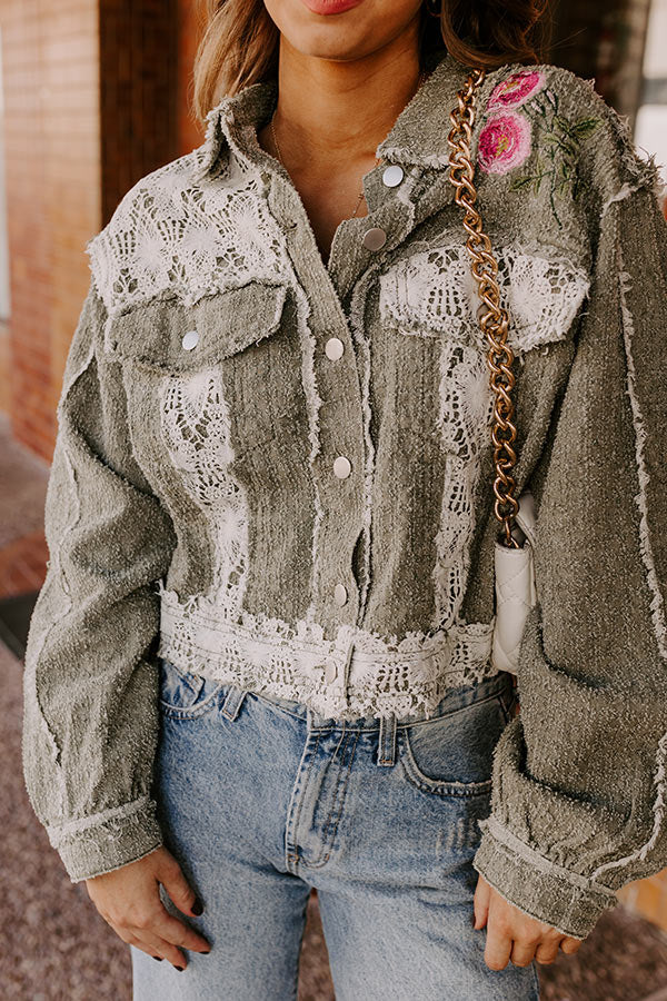 Premium Boho Embroidered Jacket - Sage Green