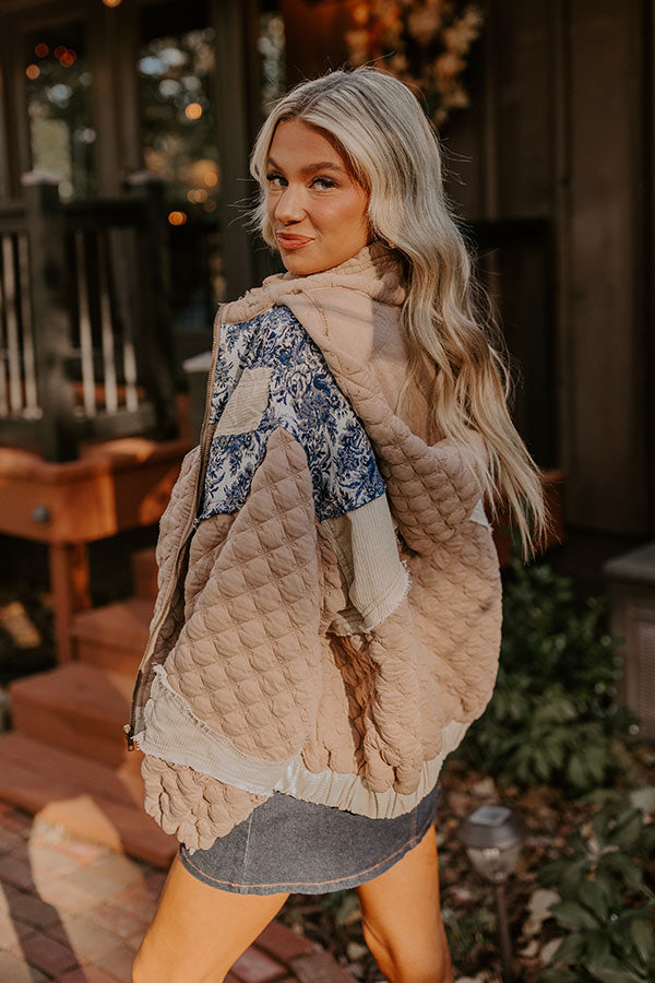 Premium Cozy Couture Quilted Jacket in Warm Taupe - Ultimate Fall Essential