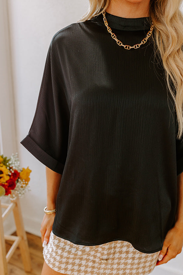 Premium City Lights Satin Top - Ultimate Chic Black