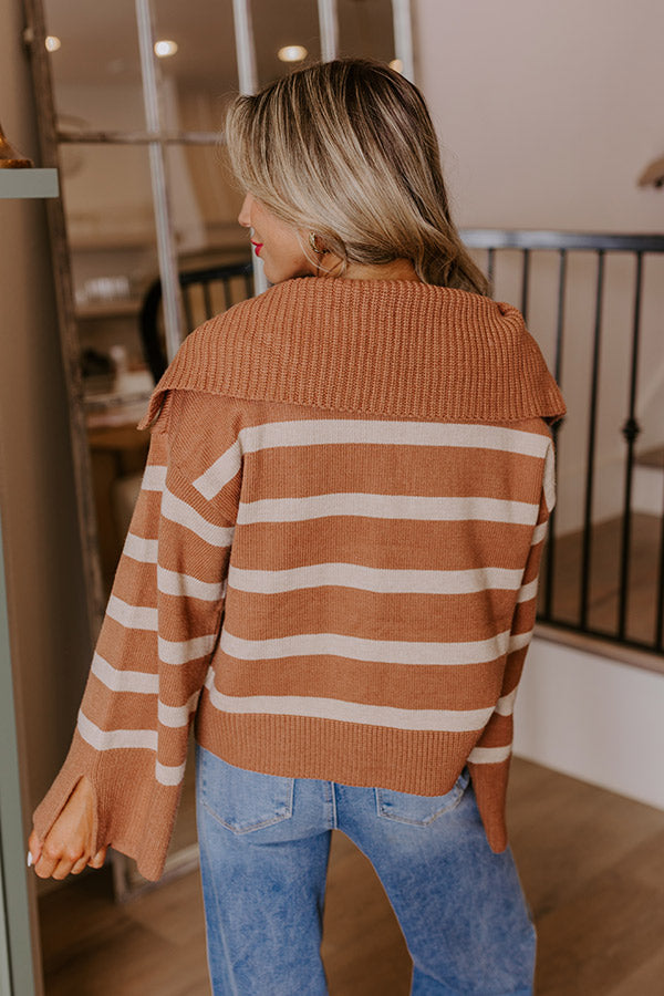 Ultimate Comfort: Iced Mocha Striped Oversized Sweater