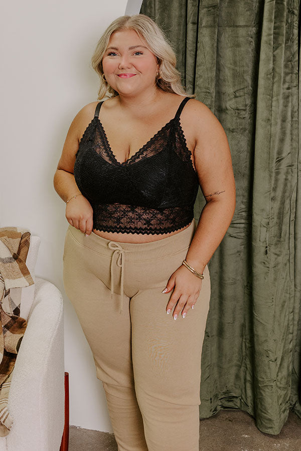 The Skye Premium Longline Lace Bralette - Black Curves