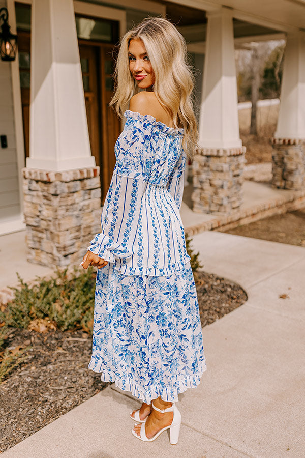 Premium Coastal Floral Midi Dress