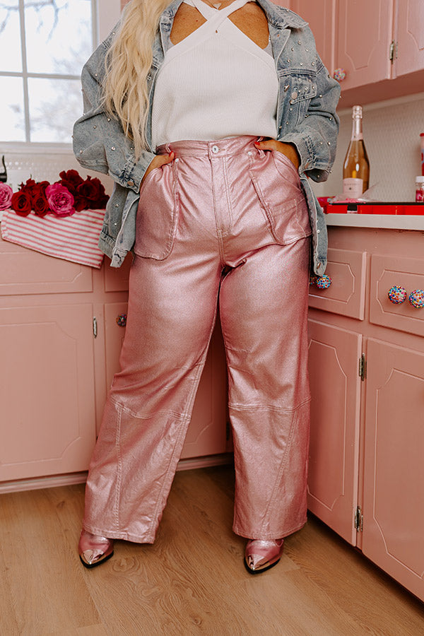 Ultimate Raleigh High Waist Metallic Pants - Pink Curves Edition