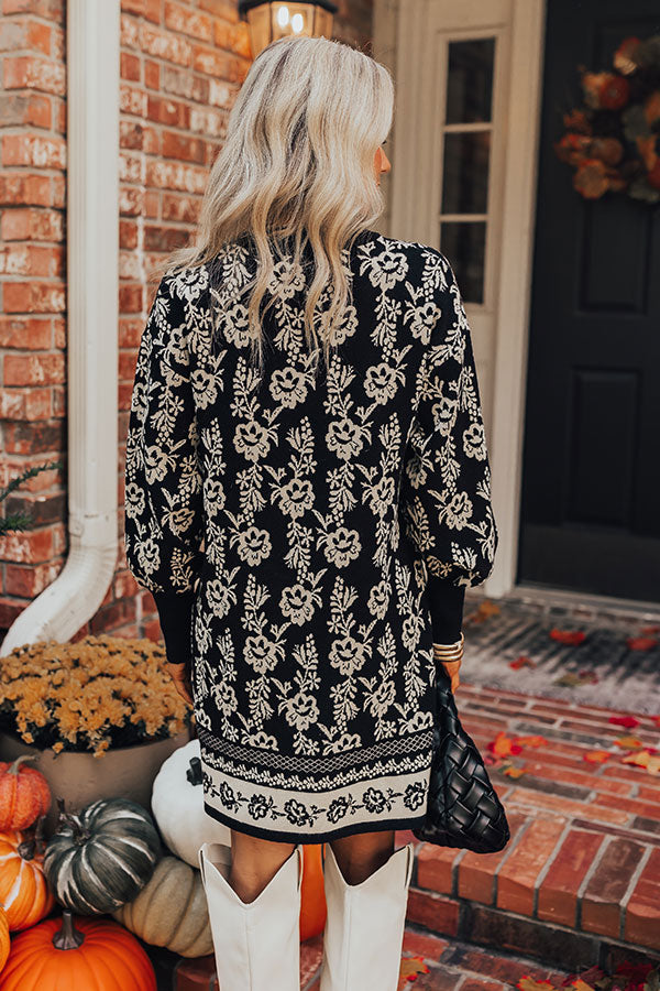 Premium Floral Knit Dress - Ultimate Fall Style in Black