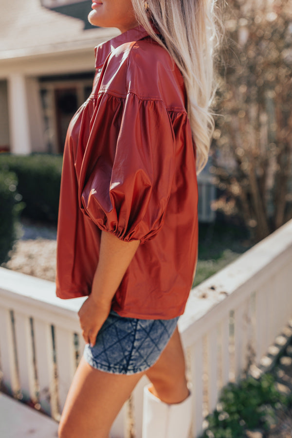 Premium Faux Leather Rust Top - Ultimate Style Upgrade