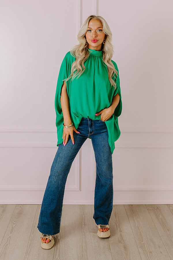 Premium Always With You Shift Top - Chic Green Satin