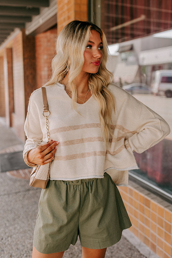 Premium Chai Latte Knit Crop Sweater - Ultimate Cozy Style